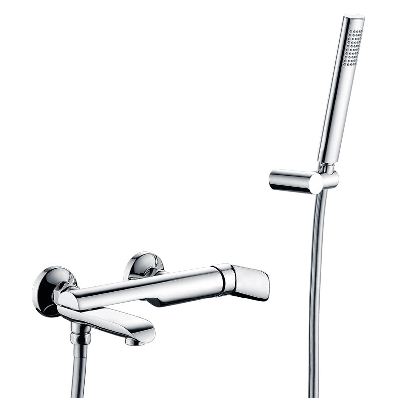 Contemporary Wall Mounted Copper Freestanding Tub Filler Single Handle Faucet Clearhalo 'Bathroom Remodel & Bathroom Fixtures' 'Bathtub Faucets' 'bathtub_faucets' 'Home Improvement' 'home_improvement' 'home_improvement_bathtub_faucets' 6468228