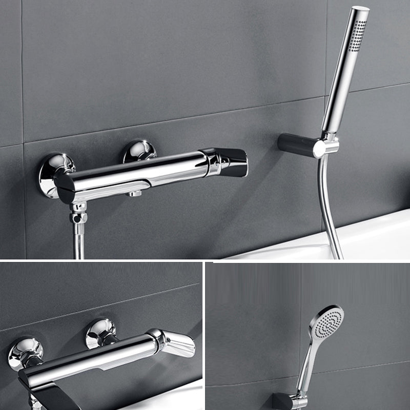 Contemporary Wall Mounted Copper Freestanding Tub Filler Single Handle Faucet Clearhalo 'Bathroom Remodel & Bathroom Fixtures' 'Bathtub Faucets' 'bathtub_faucets' 'Home Improvement' 'home_improvement' 'home_improvement_bathtub_faucets' 6468229