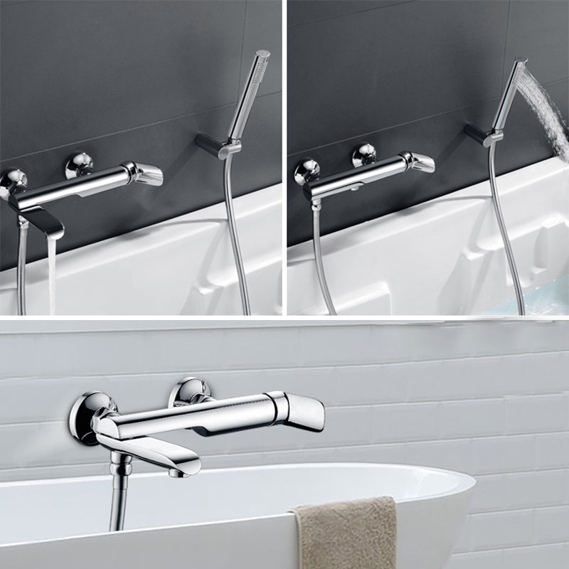 Contemporary Wall Mounted Copper Freestanding Tub Filler Single Handle Faucet Clearhalo 'Bathroom Remodel & Bathroom Fixtures' 'Bathtub Faucets' 'bathtub_faucets' 'Home Improvement' 'home_improvement' 'home_improvement_bathtub_faucets' 6468230