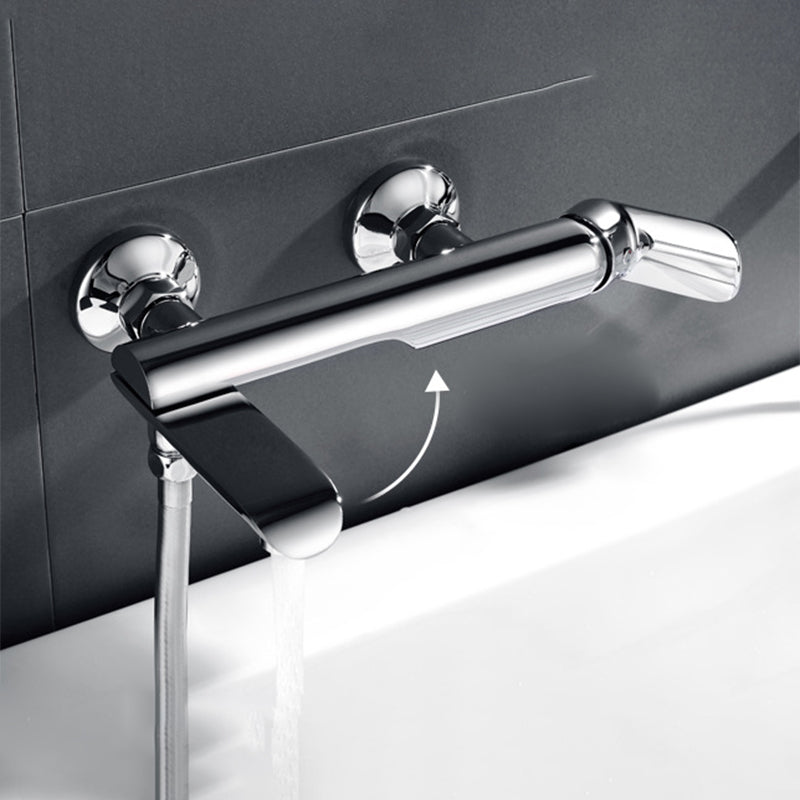 Contemporary Wall Mounted Copper Freestanding Tub Filler Single Handle Faucet Clearhalo 'Bathroom Remodel & Bathroom Fixtures' 'Bathtub Faucets' 'bathtub_faucets' 'Home Improvement' 'home_improvement' 'home_improvement_bathtub_faucets' 6468231