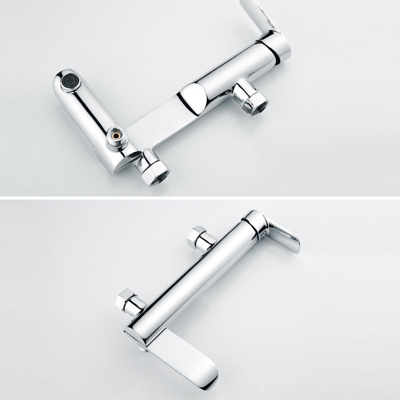 Contemporary Wall Mounted Copper Freestanding Tub Filler Single Handle Faucet Clearhalo 'Bathroom Remodel & Bathroom Fixtures' 'Bathtub Faucets' 'bathtub_faucets' 'Home Improvement' 'home_improvement' 'home_improvement_bathtub_faucets' 6468232