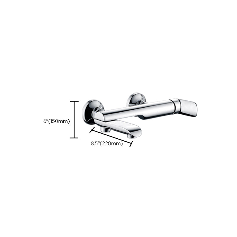 Contemporary Wall Mounted Copper Freestanding Tub Filler Single Handle Faucet Clearhalo 'Bathroom Remodel & Bathroom Fixtures' 'Bathtub Faucets' 'bathtub_faucets' 'Home Improvement' 'home_improvement' 'home_improvement_bathtub_faucets' 6468241