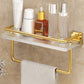 Modern Silver/Gold Bathroom Hardware Set Bath Shelf Bathroom Set Gold with Square Bath Shelf (12"L) Clearhalo 'Bathroom Hardware Sets' 'Bathroom Hardware' 'Bathroom Remodel & Bathroom Fixtures' 'bathroom_hardware_sets' 'Home Improvement' 'home_improvement' 'home_improvement_bathroom_hardware_sets' 6468701