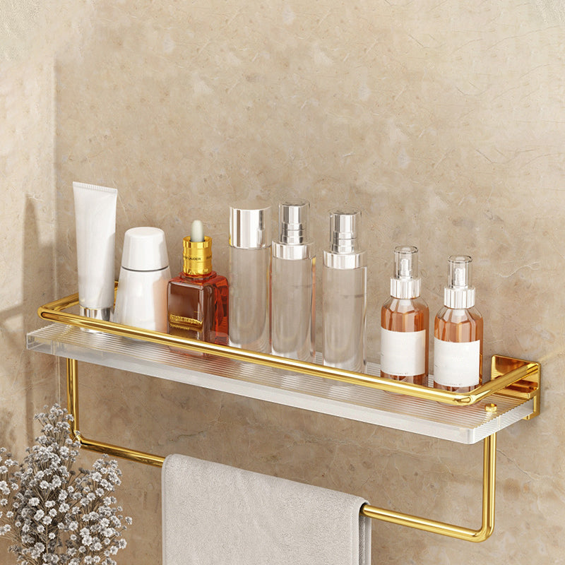 Modern Silver/Gold Bathroom Hardware Set Bath Shelf Bathroom Set Gold with Square Bath Shelf (20"L) Clearhalo 'Bathroom Hardware Sets' 'Bathroom Hardware' 'Bathroom Remodel & Bathroom Fixtures' 'bathroom_hardware_sets' 'Home Improvement' 'home_improvement' 'home_improvement_bathroom_hardware_sets' 6468709