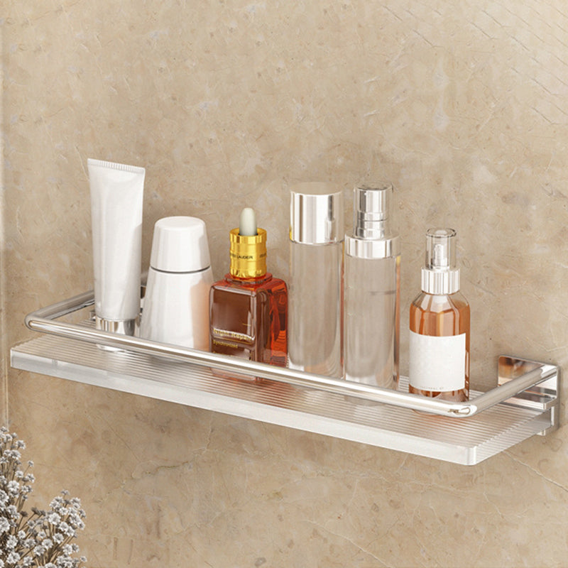 Modern Silver/Gold Bathroom Hardware Set Bath Shelf Bathroom Set Silver Square Bath Shelf (16"L) Clearhalo 'Bathroom Hardware Sets' 'Bathroom Hardware' 'Bathroom Remodel & Bathroom Fixtures' 'bathroom_hardware_sets' 'Home Improvement' 'home_improvement' 'home_improvement_bathroom_hardware_sets' 6468711