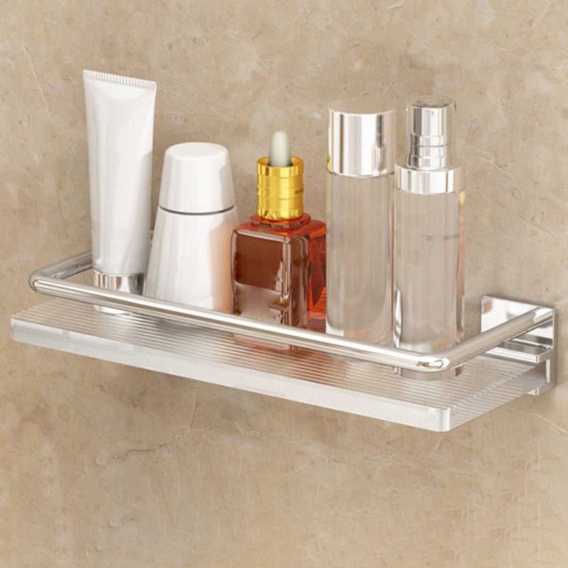 Modern Silver/Gold Bathroom Hardware Set Bath Shelf Bathroom Set Silver Square Bath Shelf (12"L) Clearhalo 'Bathroom Hardware Sets' 'Bathroom Hardware' 'Bathroom Remodel & Bathroom Fixtures' 'bathroom_hardware_sets' 'Home Improvement' 'home_improvement' 'home_improvement_bathroom_hardware_sets' 6468714
