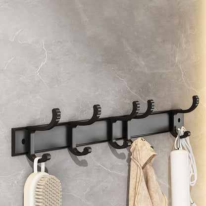 Modern Black Metal Bath Hardware Set Towel Bar Bathroom Hardware Set 1 Piece Towel Robe Hook (Row Hooks) Clearhalo 'Bathroom Hardware Sets' 'Bathroom Hardware' 'Bathroom Remodel & Bathroom Fixtures' 'bathroom_hardware_sets' 'Home Improvement' 'home_improvement' 'home_improvement_bathroom_hardware_sets' 6468733