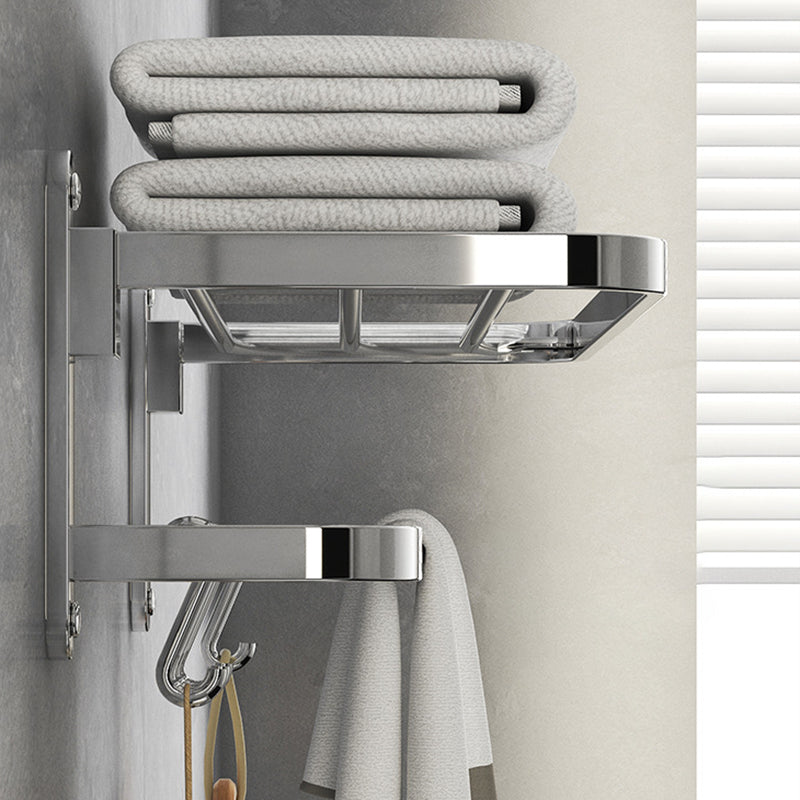 Chrome Modern Bathroom Hardware Set Stainless Steel Robe Hooks/Towel Bar & Bath Shelf Clearhalo 'Bathroom Hardware Sets' 'Bathroom Hardware' 'Bathroom Remodel & Bathroom Fixtures' 'bathroom_hardware_sets' 'Home Improvement' 'home_improvement' 'home_improvement_bathroom_hardware_sets' 6468824