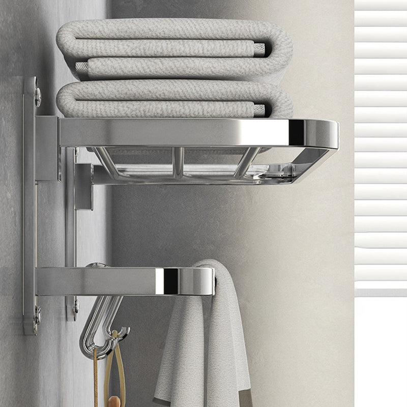 Chrome Modern Bathroom Hardware Set Stainless Steel Robe Hooks/Towel Bar & Bath Shelf Clearhalo 'Bathroom Hardware Sets' 'Bathroom Hardware' 'Bathroom Remodel & Bathroom Fixtures' 'bathroom_hardware_sets' 'Home Improvement' 'home_improvement' 'home_improvement_bathroom_hardware_sets' 6468824