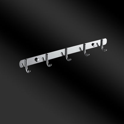 Chrome Modern Bathroom Hardware Set Stainless Steel Robe Hooks/Towel Bar & Bath Shelf Towel Robe Hook (Row Hooks) Clearhalo 'Bathroom Hardware Sets' 'Bathroom Hardware' 'Bathroom Remodel & Bathroom Fixtures' 'bathroom_hardware_sets' 'Home Improvement' 'home_improvement' 'home_improvement_bathroom_hardware_sets' 6468825