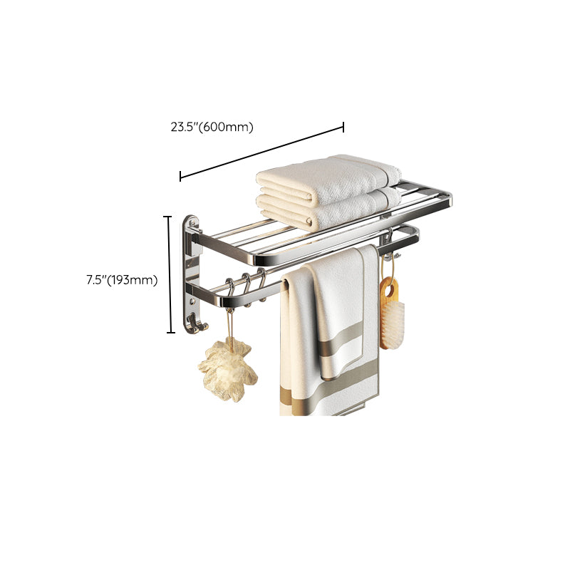 Chrome Modern Bathroom Hardware Set Stainless Steel Robe Hooks/Towel Bar & Bath Shelf Clearhalo 'Bathroom Hardware Sets' 'Bathroom Hardware' 'Bathroom Remodel & Bathroom Fixtures' 'bathroom_hardware_sets' 'Home Improvement' 'home_improvement' 'home_improvement_bathroom_hardware_sets' 6468859