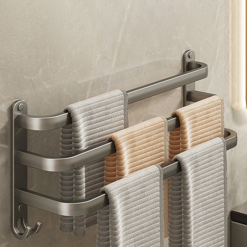 2-Piece Modern Bath Hardware Set in Aluminum Matte Gray Towel Bar 23.5" 1 Piece 3 Towel Rails Included Clearhalo 'Bathroom Hardware Sets' 'Bathroom Hardware' 'Bathroom Remodel & Bathroom Fixtures' 'bathroom_hardware_sets' 'Home Improvement' 'home_improvement' 'home_improvement_bathroom_hardware_sets' 6468886