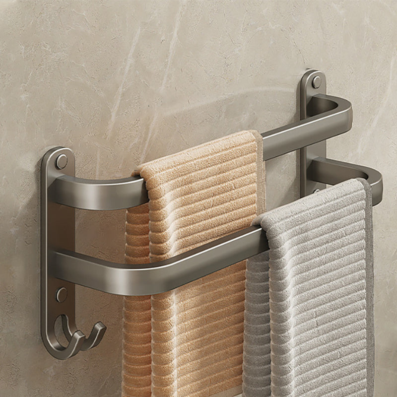 2-Piece Modern Bath Hardware Set in Aluminum Matte Gray Towel Bar 16" 1 Piece 2 Towel Rails Included Clearhalo 'Bathroom Hardware Sets' 'Bathroom Hardware' 'Bathroom Remodel & Bathroom Fixtures' 'bathroom_hardware_sets' 'Home Improvement' 'home_improvement' 'home_improvement_bathroom_hardware_sets' 6468888
