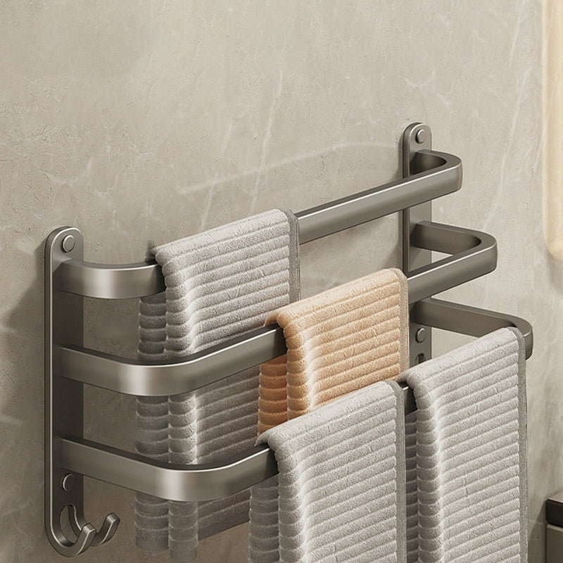 2-Piece Modern Bath Hardware Set in Aluminum Matte Gray Towel Bar 20" 1 Piece 3 Towel Rails Included Clearhalo 'Bathroom Hardware Sets' 'Bathroom Hardware' 'Bathroom Remodel & Bathroom Fixtures' 'bathroom_hardware_sets' 'Home Improvement' 'home_improvement' 'home_improvement_bathroom_hardware_sets' 6468891