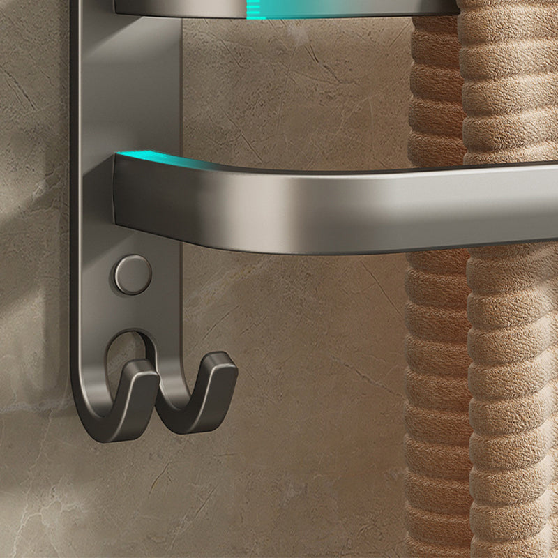 2-Piece Modern Bath Hardware Set in Aluminum Matte Gray Towel Bar Clearhalo 'Bathroom Hardware Sets' 'Bathroom Hardware' 'Bathroom Remodel & Bathroom Fixtures' 'bathroom_hardware_sets' 'Home Improvement' 'home_improvement' 'home_improvement_bathroom_hardware_sets' 6468895