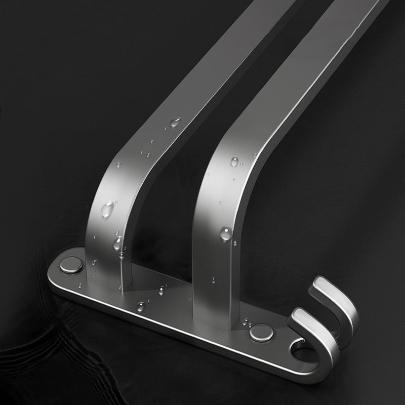 2-Piece Modern Bath Hardware Set in Aluminum Matte Gray Towel Bar Clearhalo 'Bathroom Hardware Sets' 'Bathroom Hardware' 'Bathroom Remodel & Bathroom Fixtures' 'bathroom_hardware_sets' 'Home Improvement' 'home_improvement' 'home_improvement_bathroom_hardware_sets' 6468898