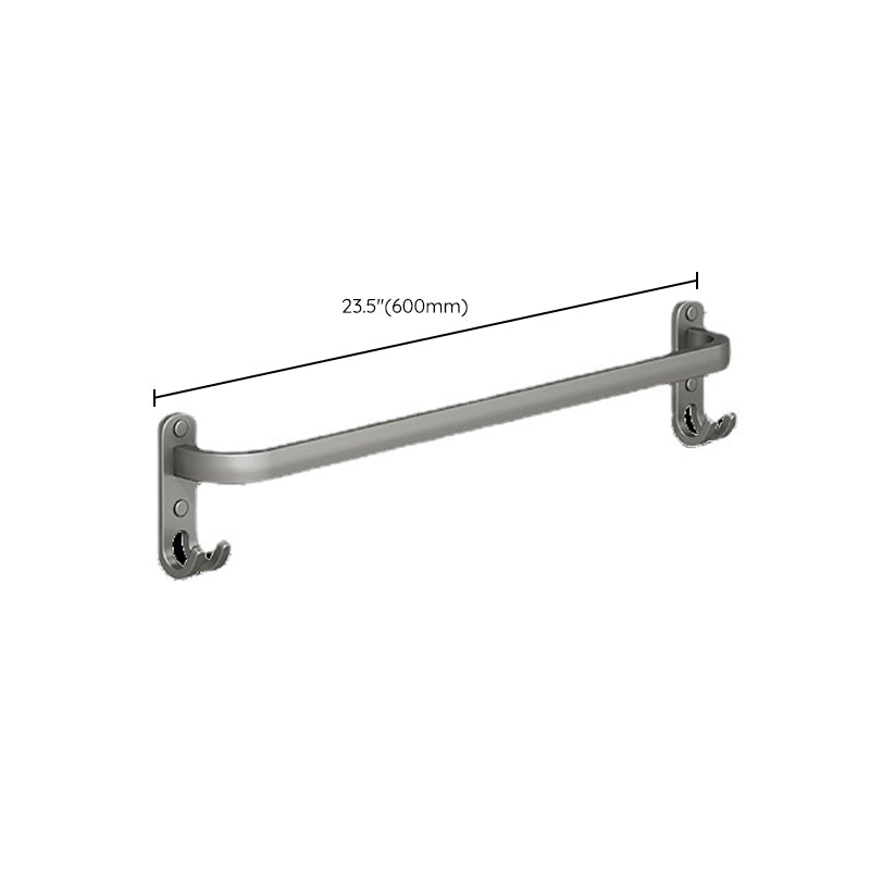 2-Piece Modern Bath Hardware Set in Aluminum Matte Gray Towel Bar Clearhalo 'Bathroom Hardware Sets' 'Bathroom Hardware' 'Bathroom Remodel & Bathroom Fixtures' 'bathroom_hardware_sets' 'Home Improvement' 'home_improvement' 'home_improvement_bathroom_hardware_sets' 6468924