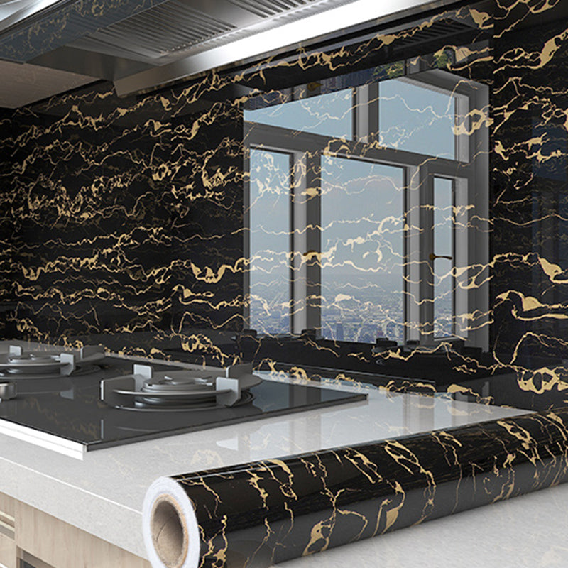 Rectangular Wallpaper Modern Peel and Stick Backsplash Wall Tile Black-Gold Clearhalo 'Flooring 'Home Improvement' 'home_improvement' 'home_improvement_peel_stick_blacksplash' 'Peel & Stick Backsplash Tile' 'peel_stick_blacksplash' 'Walls & Ceilings' Walls and Ceiling' 6470241