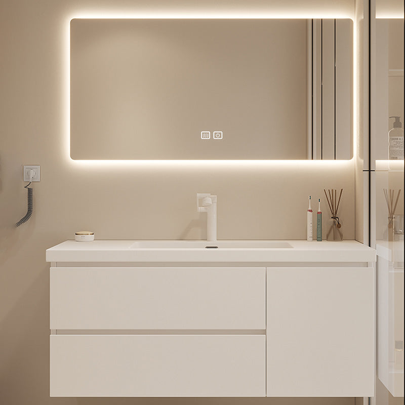 Drawers Vanity Set White Wood Rectangle Single Sink Wall Mount Bath Vanity with Mirror Clearhalo 'Bathroom Remodel & Bathroom Fixtures' 'Bathroom Vanities' 'bathroom_vanities' 'Home Improvement' 'home_improvement' 'home_improvement_bathroom_vanities' 6470301