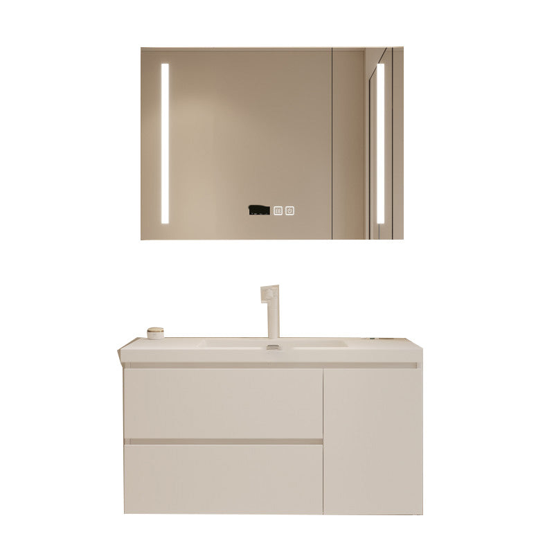 Drawers Vanity Set White Wood Rectangle Single Sink Wall Mount Bath Vanity with Mirror Clearhalo 'Bathroom Remodel & Bathroom Fixtures' 'Bathroom Vanities' 'bathroom_vanities' 'Home Improvement' 'home_improvement' 'home_improvement_bathroom_vanities' 6470305