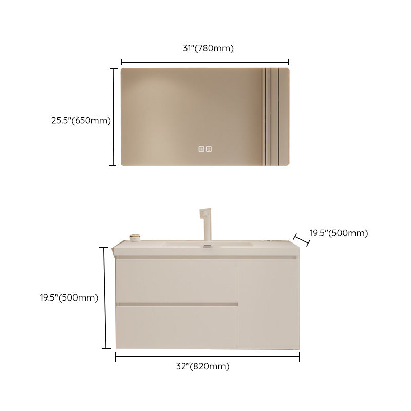 Drawers Vanity Set White Wood Rectangle Single Sink Wall Mount Bath Vanity with Mirror Clearhalo 'Bathroom Remodel & Bathroom Fixtures' 'Bathroom Vanities' 'bathroom_vanities' 'Home Improvement' 'home_improvement' 'home_improvement_bathroom_vanities' 6470317