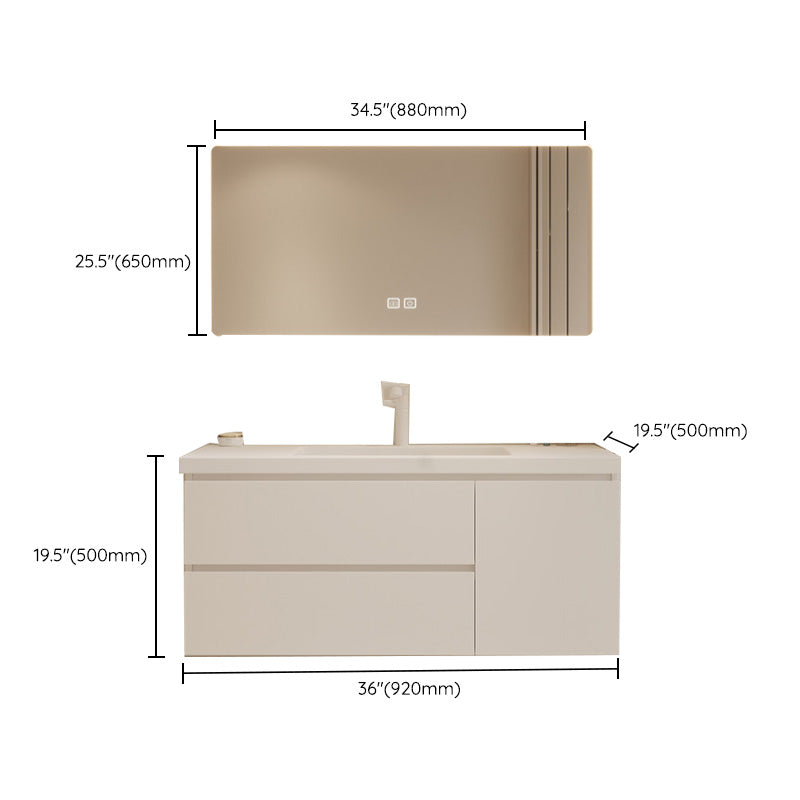 Drawers Vanity Set White Wood Rectangle Single Sink Wall Mount Bath Vanity with Mirror Clearhalo 'Bathroom Remodel & Bathroom Fixtures' 'Bathroom Vanities' 'bathroom_vanities' 'Home Improvement' 'home_improvement' 'home_improvement_bathroom_vanities' 6470318
