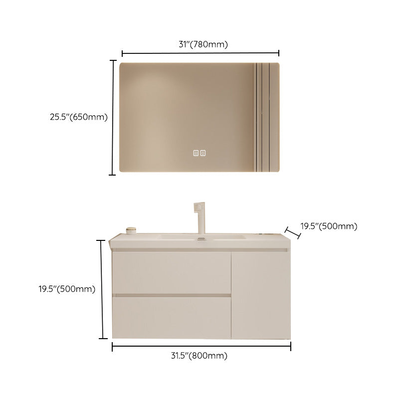 Drawers Vanity Set White Wood Rectangle Single Sink Wall Mount Bath Vanity with Mirror Clearhalo 'Bathroom Remodel & Bathroom Fixtures' 'Bathroom Vanities' 'bathroom_vanities' 'Home Improvement' 'home_improvement' 'home_improvement_bathroom_vanities' 6470321