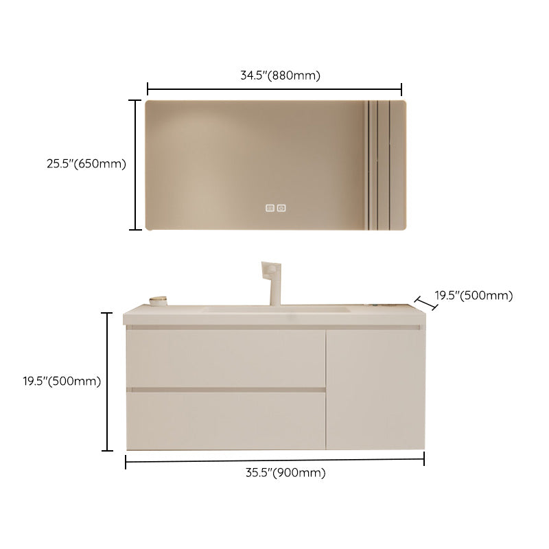 Drawers Vanity Set White Wood Rectangle Single Sink Wall Mount Bath Vanity with Mirror Clearhalo 'Bathroom Remodel & Bathroom Fixtures' 'Bathroom Vanities' 'bathroom_vanities' 'Home Improvement' 'home_improvement' 'home_improvement_bathroom_vanities' 6470322