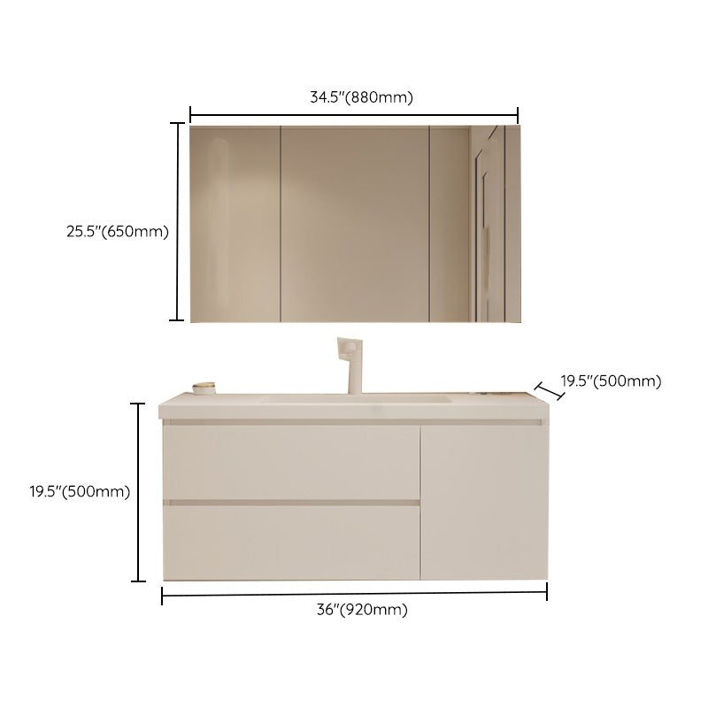 Drawers Vanity Set White Wood Rectangle Single Sink Wall Mount Bath Vanity with Mirror Clearhalo 'Bathroom Remodel & Bathroom Fixtures' 'Bathroom Vanities' 'bathroom_vanities' 'Home Improvement' 'home_improvement' 'home_improvement_bathroom_vanities' 6470326