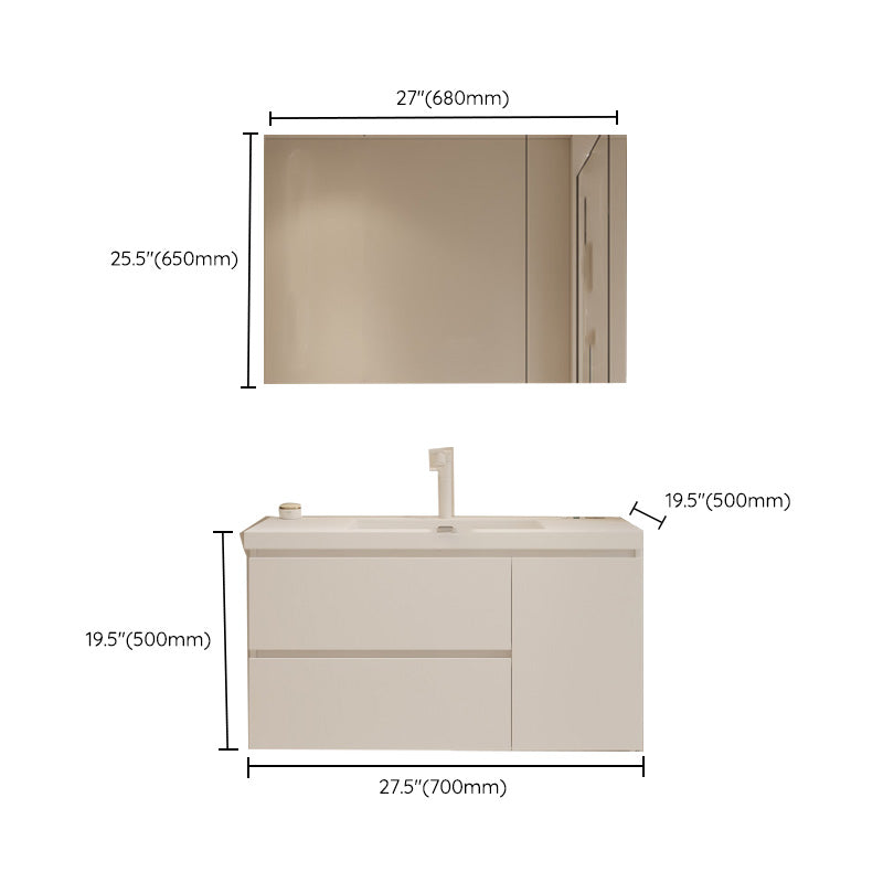 Drawers Vanity Set White Wood Rectangle Single Sink Wall Mount Bath Vanity with Mirror Clearhalo 'Bathroom Remodel & Bathroom Fixtures' 'Bathroom Vanities' 'bathroom_vanities' 'Home Improvement' 'home_improvement' 'home_improvement_bathroom_vanities' 6470328