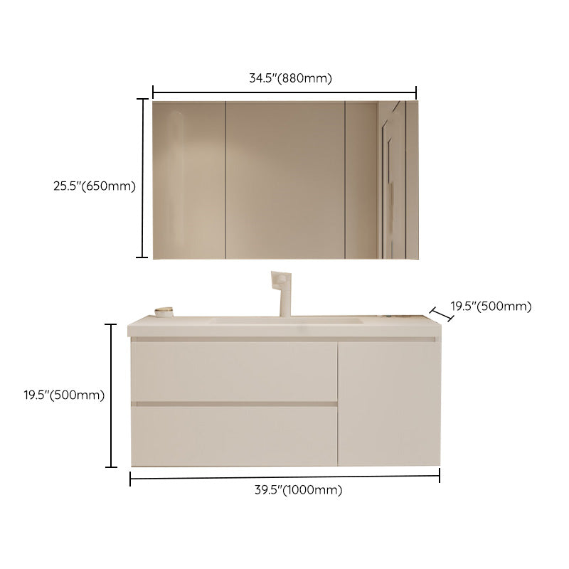 Drawers Vanity Set White Wood Rectangle Single Sink Wall Mount Bath Vanity with Mirror Clearhalo 'Bathroom Remodel & Bathroom Fixtures' 'Bathroom Vanities' 'bathroom_vanities' 'Home Improvement' 'home_improvement' 'home_improvement_bathroom_vanities' 6470331