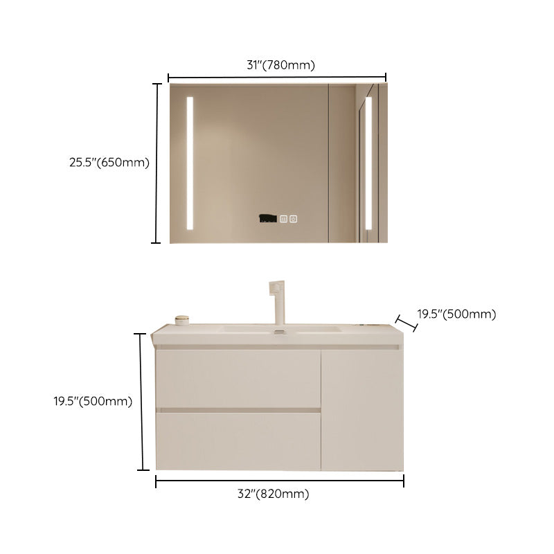 Drawers Vanity Set White Wood Rectangle Single Sink Wall Mount Bath Vanity with Mirror Clearhalo 'Bathroom Remodel & Bathroom Fixtures' 'Bathroom Vanities' 'bathroom_vanities' 'Home Improvement' 'home_improvement' 'home_improvement_bathroom_vanities' 6470333