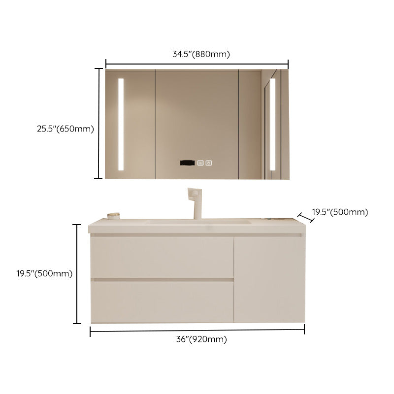 Drawers Vanity Set White Wood Rectangle Single Sink Wall Mount Bath Vanity with Mirror Clearhalo 'Bathroom Remodel & Bathroom Fixtures' 'Bathroom Vanities' 'bathroom_vanities' 'Home Improvement' 'home_improvement' 'home_improvement_bathroom_vanities' 6470334