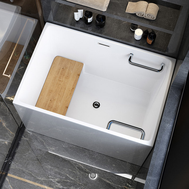 Modern Rectangle White Acrylic Bathtub Back to Wall with Drain Bath Tub and Overflow Hole White 35"L x 27"W x 24"H Tub Clearhalo 'Bathroom Remodel & Bathroom Fixtures' 'Bathtubs' 'Home Improvement' 'home_improvement' 'home_improvement_bathtubs' 'Showers & Bathtubs' 6482847