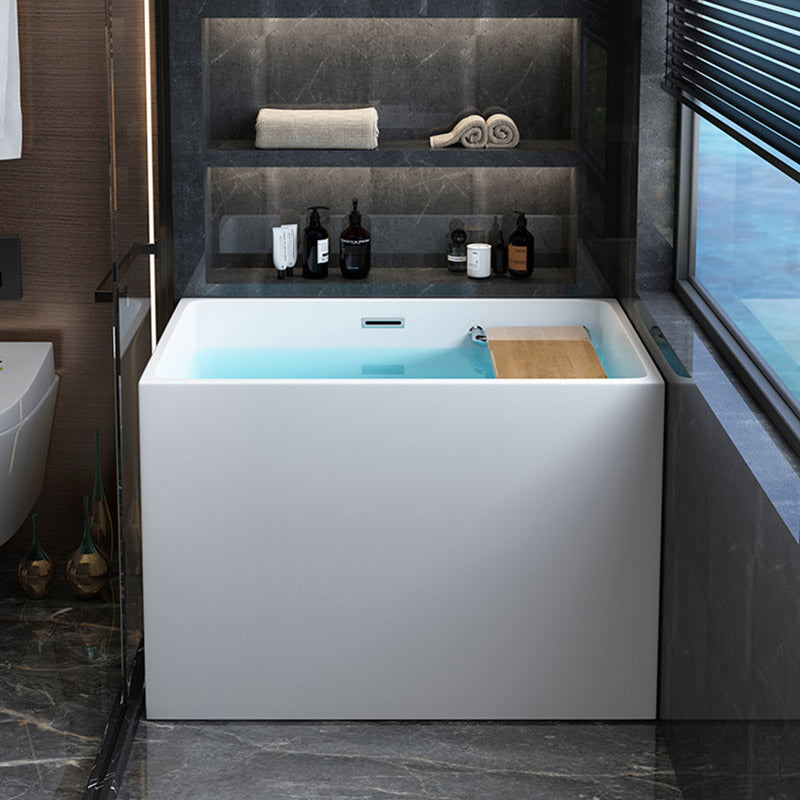 Modern Rectangle White Acrylic Bathtub Back to Wall with Drain Bath Tub and Overflow Hole White 39"L x 27"W x 24"H Tub Clearhalo 'Bathroom Remodel & Bathroom Fixtures' 'Bathtubs' 'Home Improvement' 'home_improvement' 'home_improvement_bathtubs' 'Showers & Bathtubs' 6482850