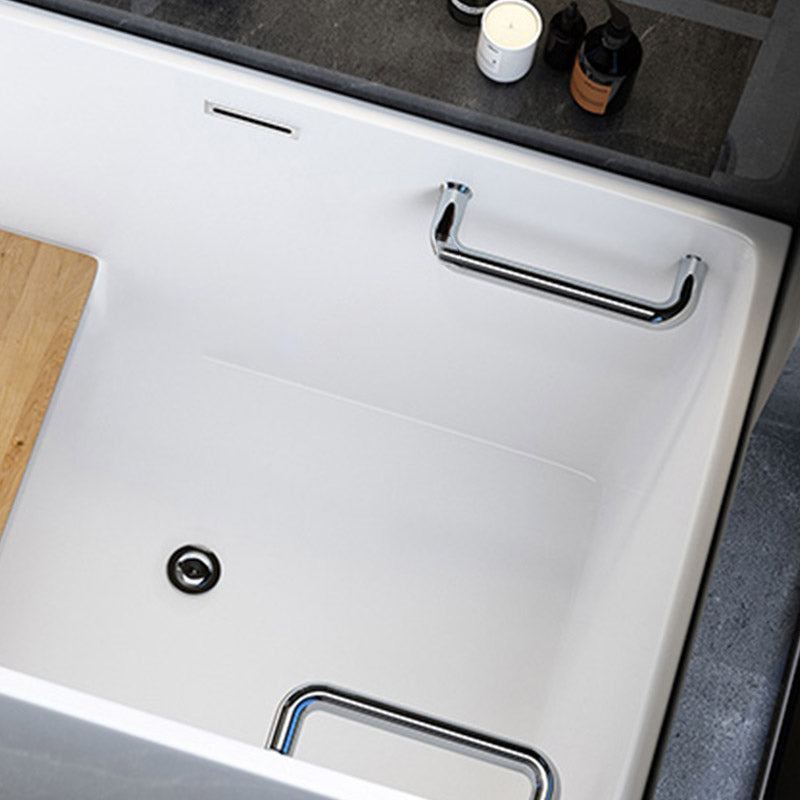Modern Rectangle White Acrylic Bathtub Back to Wall with Drain Bath Tub and Overflow Hole Clearhalo 'Bathroom Remodel & Bathroom Fixtures' 'Bathtubs' 'Home Improvement' 'home_improvement' 'home_improvement_bathtubs' 'Showers & Bathtubs' 6482853