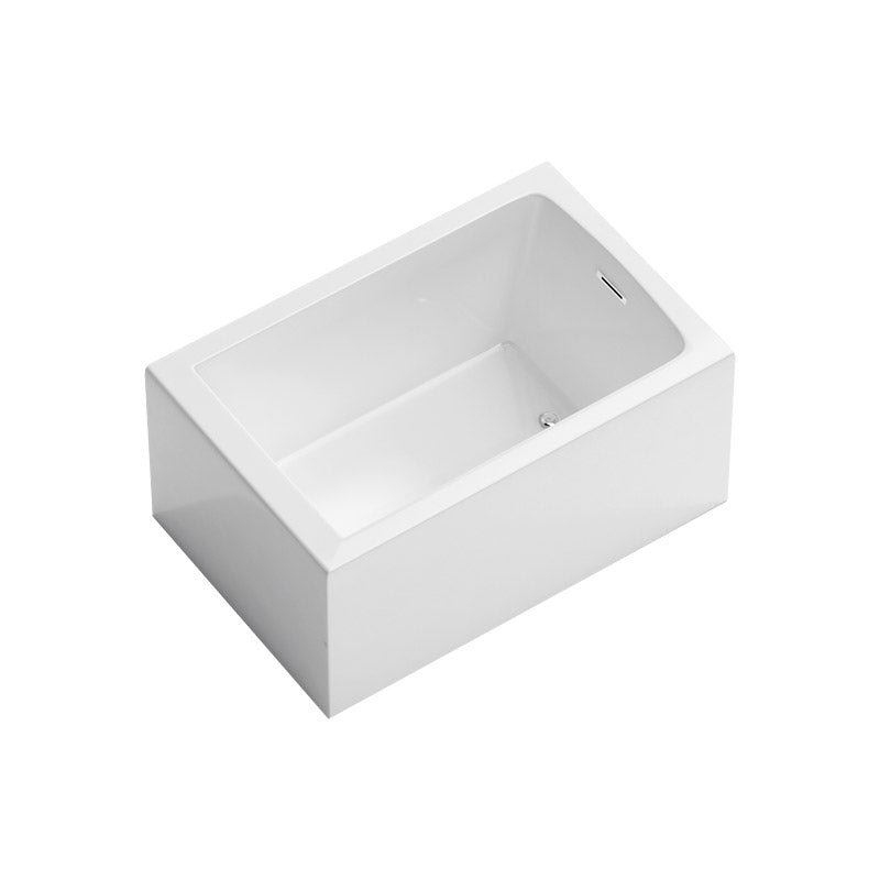 Modern Rectangle White Acrylic Bathtub Back to Wall with Drain Bath Tub and Overflow Hole White 55"L x 35"W x 25"H Tub Clearhalo 'Bathroom Remodel & Bathroom Fixtures' 'Bathtubs' 'Home Improvement' 'home_improvement' 'home_improvement_bathtubs' 'Showers & Bathtubs' 6482855
