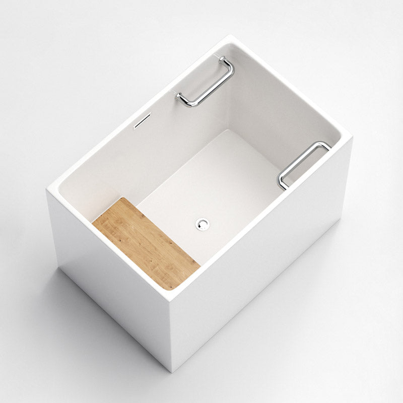 Modern Rectangle White Acrylic Bathtub Back to Wall with Drain Bath Tub and Overflow Hole White Tub Clearhalo 'Bathroom Remodel & Bathroom Fixtures' 'Bathtubs' 'Home Improvement' 'home_improvement' 'home_improvement_bathtubs' 'Showers & Bathtubs' 6482857