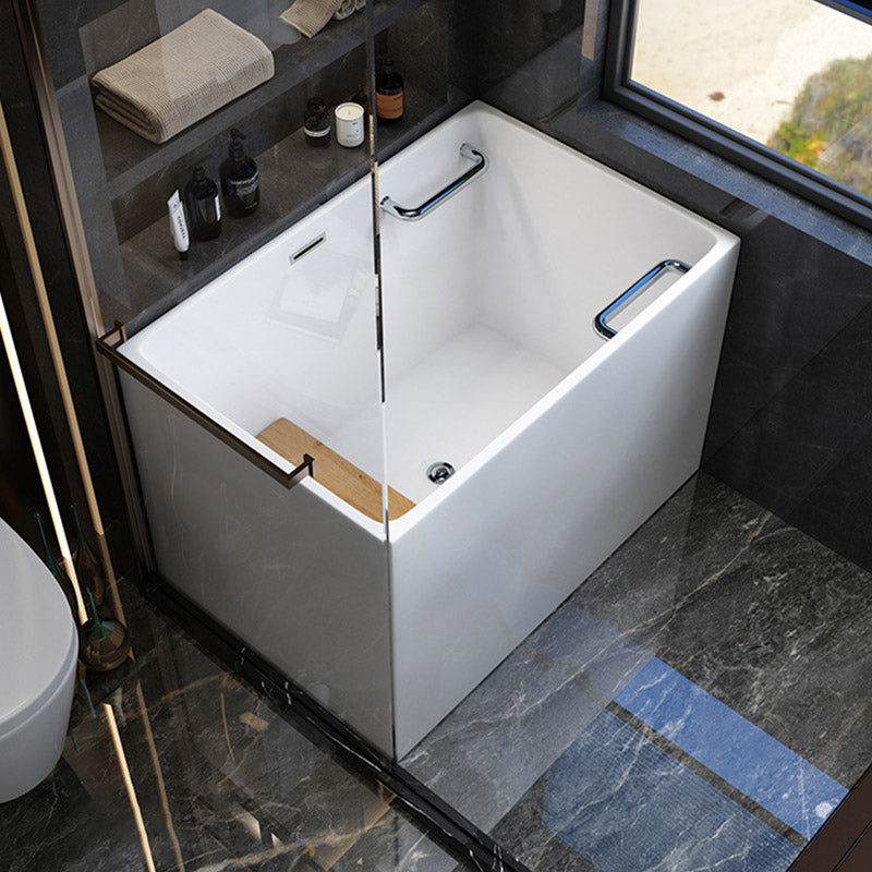 Modern Rectangle White Acrylic Bathtub Back to Wall with Drain Bath Tub and Overflow Hole Clearhalo 'Bathroom Remodel & Bathroom Fixtures' 'Bathtubs' 'Home Improvement' 'home_improvement' 'home_improvement_bathtubs' 'Showers & Bathtubs' 6482860