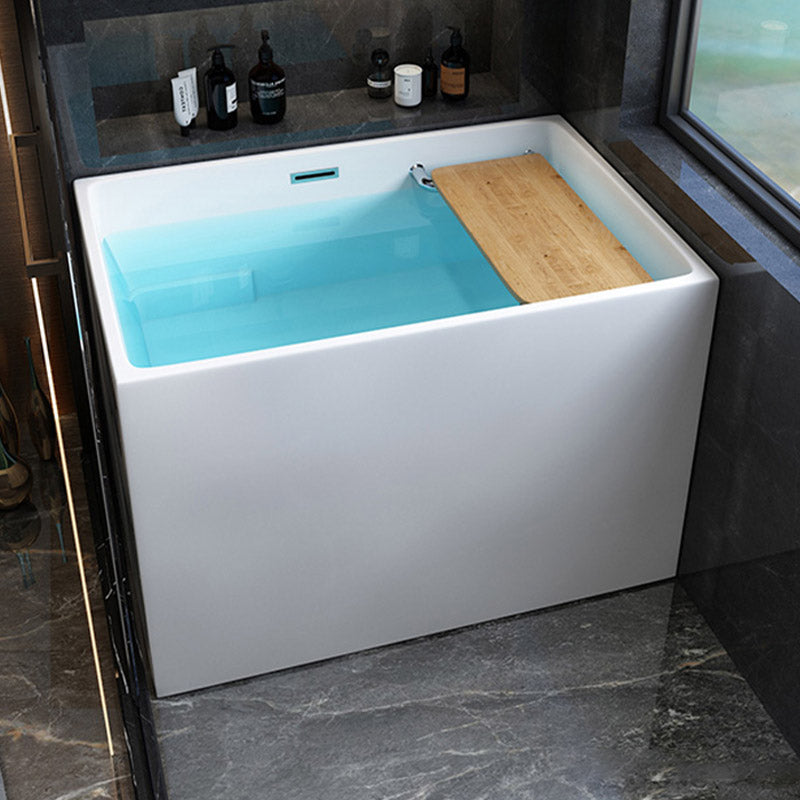 Modern Rectangle White Acrylic Bathtub Back to Wall with Drain Bath Tub and Overflow Hole Clearhalo 'Bathroom Remodel & Bathroom Fixtures' 'Bathtubs' 'Home Improvement' 'home_improvement' 'home_improvement_bathtubs' 'Showers & Bathtubs' 6482862