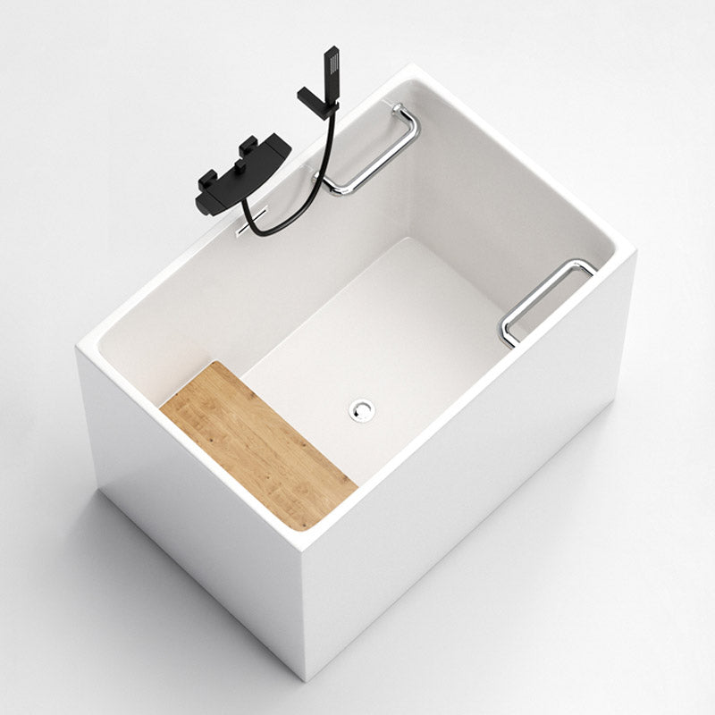 Modern Rectangle White Acrylic Bathtub Back to Wall with Drain Bath Tub and Overflow Hole Clearhalo 'Bathroom Remodel & Bathroom Fixtures' 'Bathtubs' 'Home Improvement' 'home_improvement' 'home_improvement_bathtubs' 'Showers & Bathtubs' 6482864