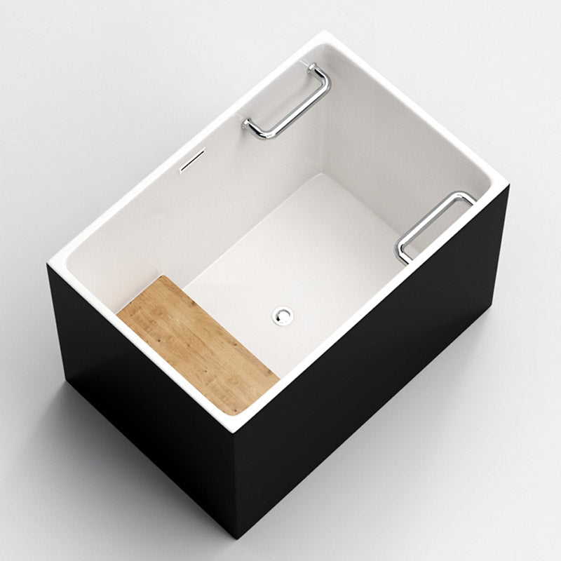 Modern Rectangle White Acrylic Bathtub Back to Wall with Drain Bath Tub and Overflow Hole Black White Tub Clearhalo 'Bathroom Remodel & Bathroom Fixtures' 'Bathtubs' 'Home Improvement' 'home_improvement' 'home_improvement_bathtubs' 'Showers & Bathtubs' 6482865