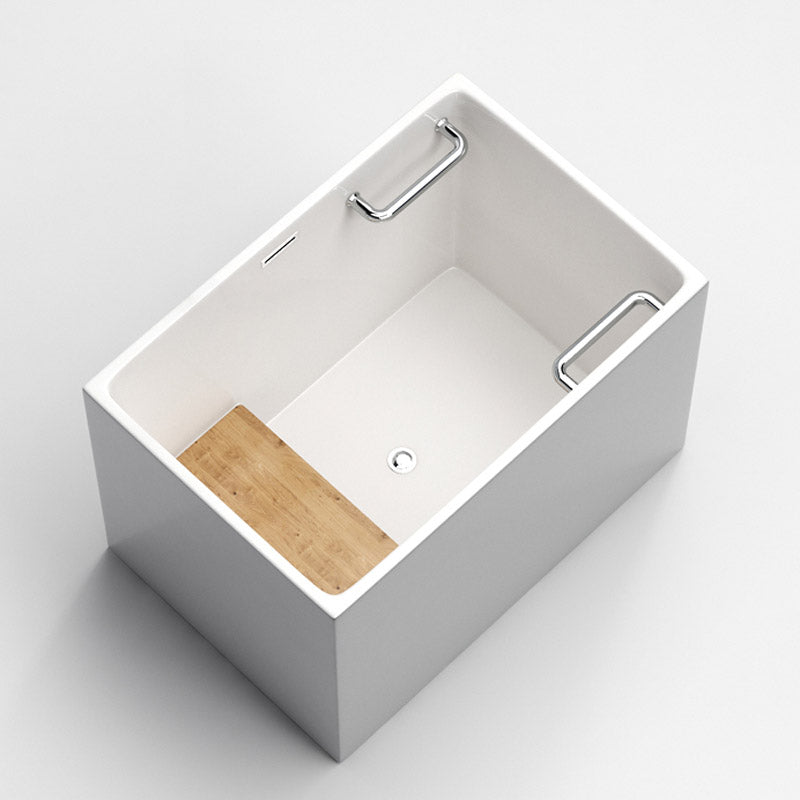 Modern Rectangle White Acrylic Bathtub Back to Wall with Drain Bath Tub and Overflow Hole Clearhalo 'Bathroom Remodel & Bathroom Fixtures' 'Bathtubs' 'Home Improvement' 'home_improvement' 'home_improvement_bathtubs' 'Showers & Bathtubs' 6482866