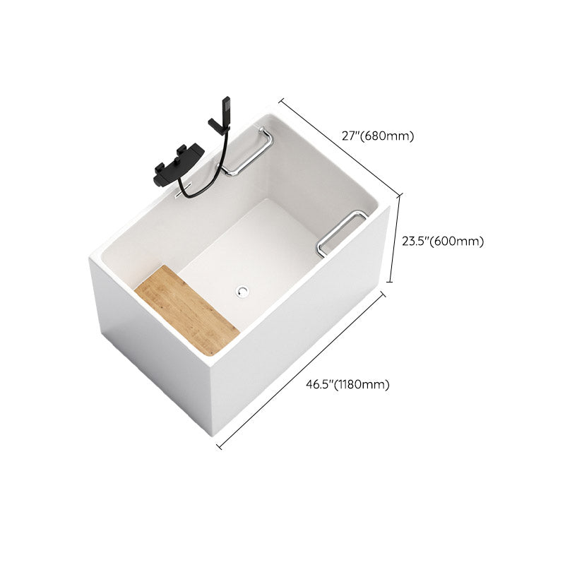 Modern Rectangle White Acrylic Bathtub Back to Wall with Drain Bath Tub and Overflow Hole Clearhalo 'Bathroom Remodel & Bathroom Fixtures' 'Bathtubs' 'Home Improvement' 'home_improvement' 'home_improvement_bathtubs' 'Showers & Bathtubs' 6482892