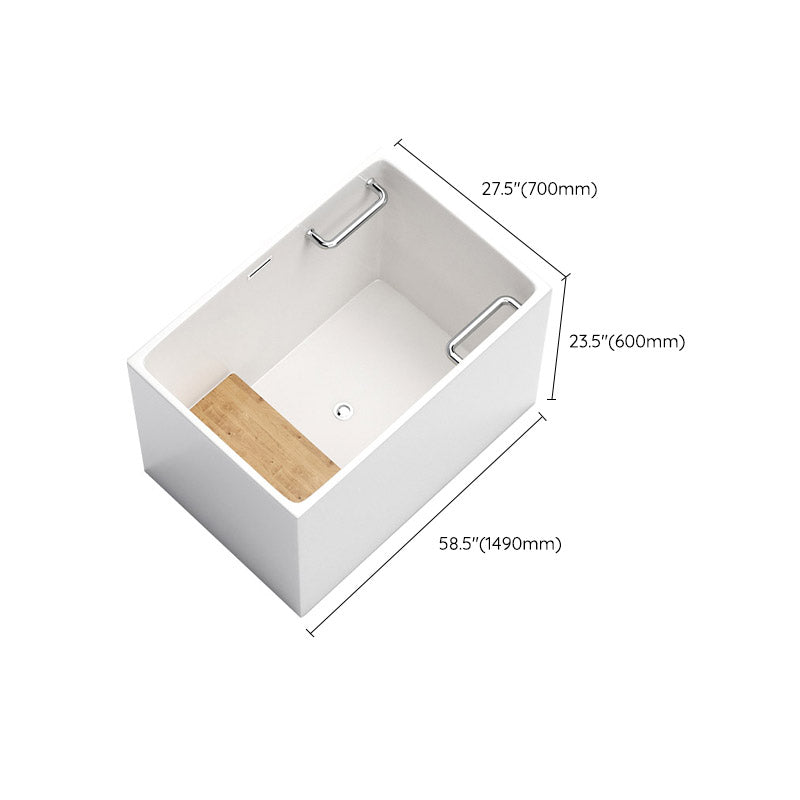 Modern Rectangle White Acrylic Bathtub Back to Wall with Drain Bath Tub and Overflow Hole Clearhalo 'Bathroom Remodel & Bathroom Fixtures' 'Bathtubs' 'Home Improvement' 'home_improvement' 'home_improvement_bathtubs' 'Showers & Bathtubs' 6482907