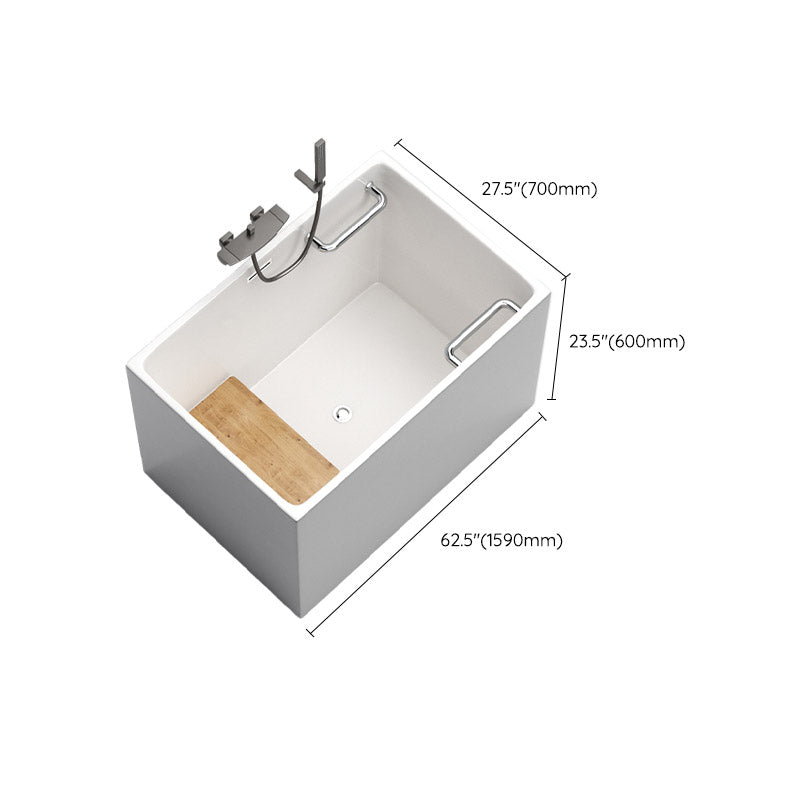 Modern Rectangle White Acrylic Bathtub Back to Wall with Drain Bath Tub and Overflow Hole Clearhalo 'Bathroom Remodel & Bathroom Fixtures' 'Bathtubs' 'Home Improvement' 'home_improvement' 'home_improvement_bathtubs' 'Showers & Bathtubs' 6482918
