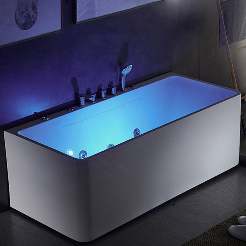 Modern Acrylic Rectangular Bath Tub White Whirlpool Freestanding Bathtub 67"L x 30"W x 23"H Clearhalo 'Bathroom Remodel & Bathroom Fixtures' 'Bathtubs' 'Home Improvement' 'home_improvement' 'home_improvement_bathtubs' 'Showers & Bathtubs' 6483019