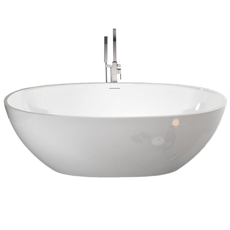 Modern Ellipse Stone Bathtub White Freestand Soaking Bathtub with Overflow Hole Gloss White Clearhalo 'Bathroom Remodel & Bathroom Fixtures' 'Bathtubs' 'Home Improvement' 'home_improvement' 'home_improvement_bathtubs' 'Showers & Bathtubs' 6483049