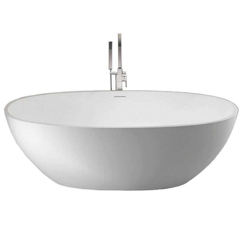 Modern Ellipse Stone Bathtub White Freestand Soaking Bathtub with Overflow Hole Matte White Clearhalo 'Bathroom Remodel & Bathroom Fixtures' 'Bathtubs' 'Home Improvement' 'home_improvement' 'home_improvement_bathtubs' 'Showers & Bathtubs' 6483050