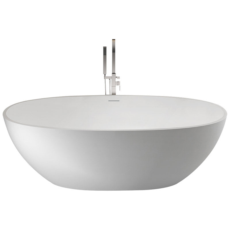 Modern Ellipse Stone Bathtub White Freestand Soaking Bathtub with Overflow Hole Clearhalo 'Bathroom Remodel & Bathroom Fixtures' 'Bathtubs' 'Home Improvement' 'home_improvement' 'home_improvement_bathtubs' 'Showers & Bathtubs' 6483054